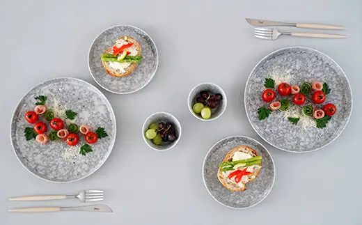 有田焼 反りプレート ミニ反りボウル 6点セット【金善製陶所】グレー おしゃれ 北欧 6点 セット 新生活 ギフト 贈答 65000円 do054