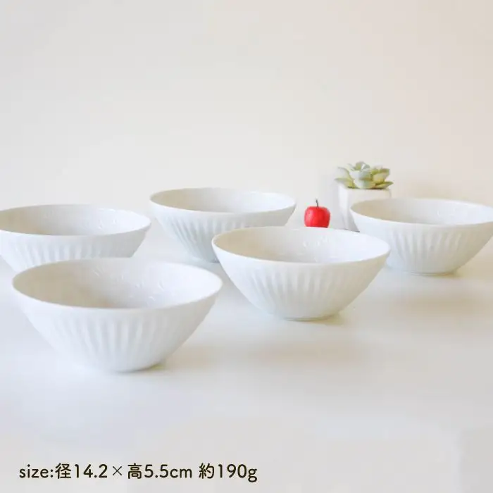 【波佐見焼】麻の葉シリーズ ボウル ホワイト M 5個セット 食器 皿 【陶芸ゆたか】 [VA45]  波佐見焼