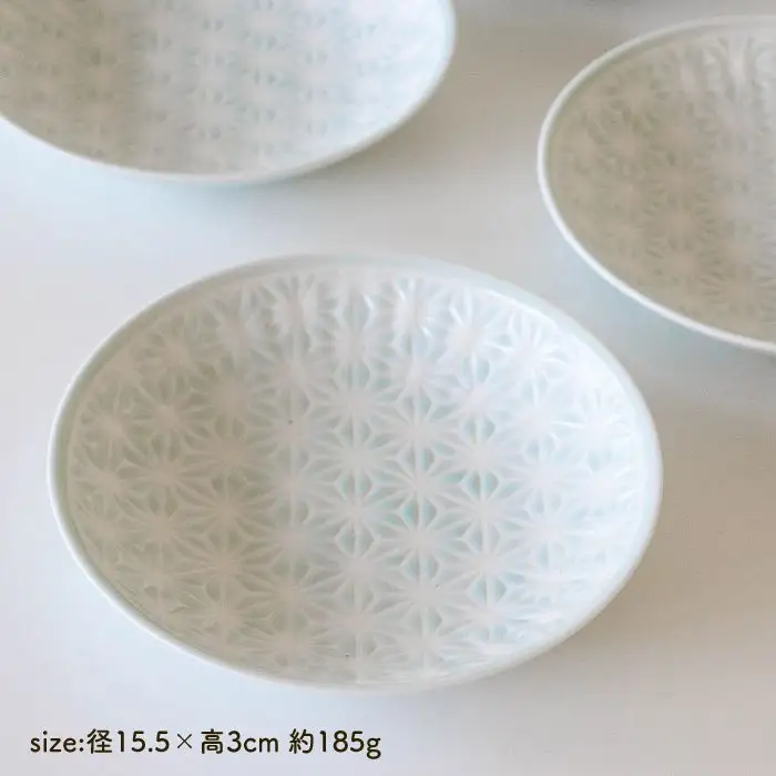 【波佐見焼】麻の葉シリーズ 15.5cm プレート M ブルー 5枚セット 皿 【陶芸ゆたか】 [VA49]  波佐見焼