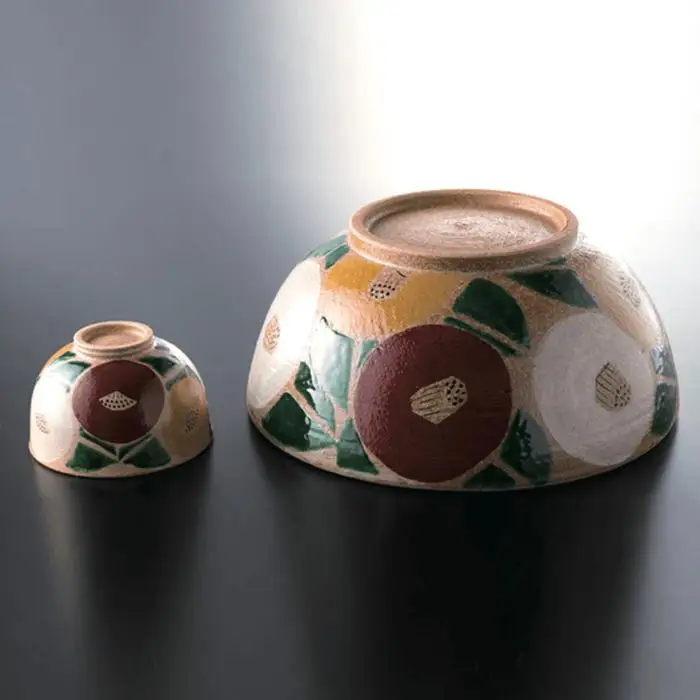 【波佐見焼】魯山人写椿 大鉢 /抹 茶碗 セット（桐箱入） どんぶり ボウル 食器 皿 【利左エ門窯】 [QB01]  波佐見焼