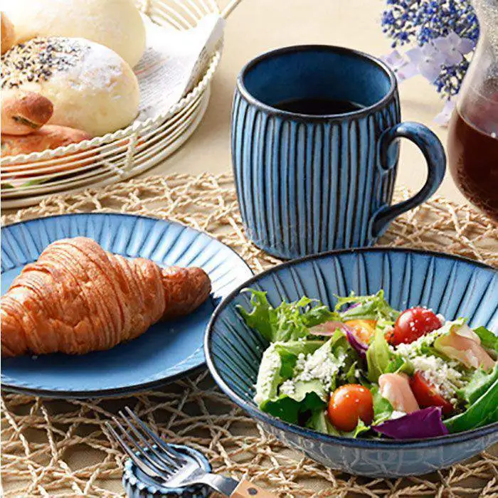 【波佐見焼】蒼鎬（あおしのぎ）モーニングペアセット スープカップ ボウル 食器 食器 皿 【利左エ門窯】 [QB17]  波佐見焼