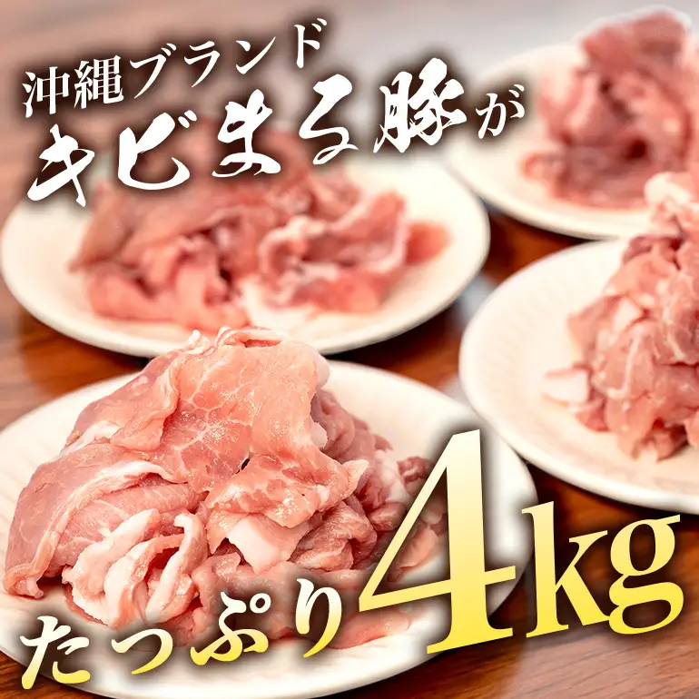 豚肉 切り落とし 4kg 小分け 真空パック ( 500g × 8 )【キビまる豚】国産  67-3