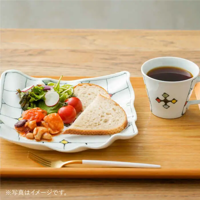 【波佐見焼】ステンドグラス柄 波 プレート （大）・マグカップ 食器 皿 【大新窯】 [DC72]  波佐見焼