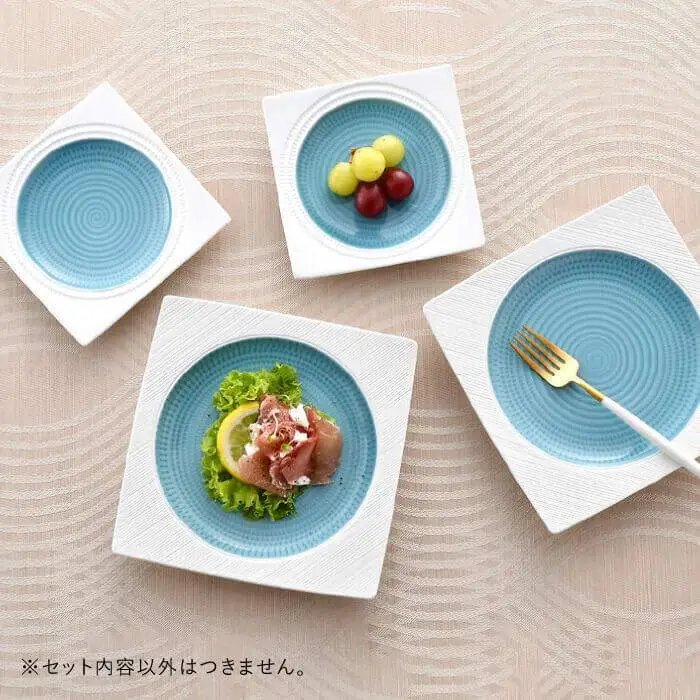 【波佐見焼】ブルースプレッド 角皿 大小4点セット 食器 皿 【一真陶苑】 [BB45]  波佐見焼