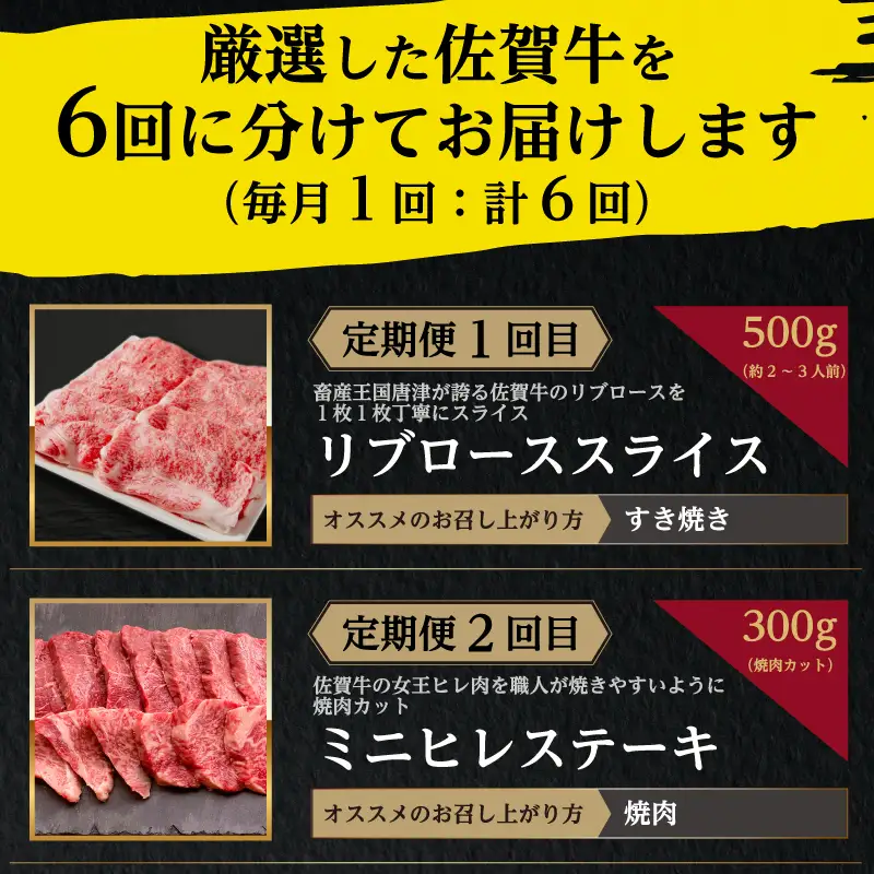 「定期便全6回」 佐賀牛づくし 寄附翌月から発送 (合計2.7kg)