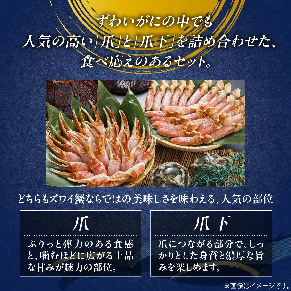 人気部位を堪能！本ずわい蟹 爪・爪下（各500ｇ）計1kg セット　殻むき済み ABB015