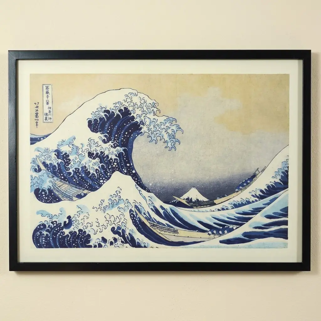 絵画セット 葛飾北斎 富嶽三十六景 印刷画 額縁付 絵画セット【5点 額縁1枚付】