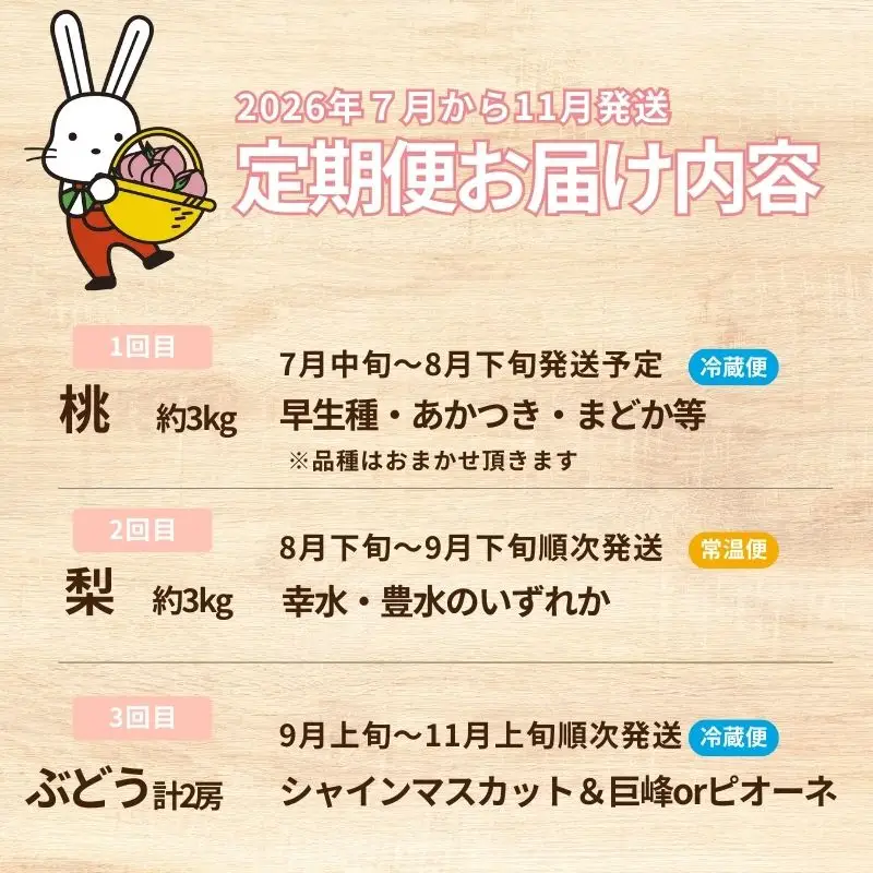 No.2032【2026年発送　先行予約】フルーツ３種定期便