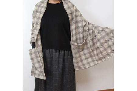 あったかくて洗える毛布羽織るタイプ カシミヤ20% チェック CSS－1(約70×180cm)[1061]