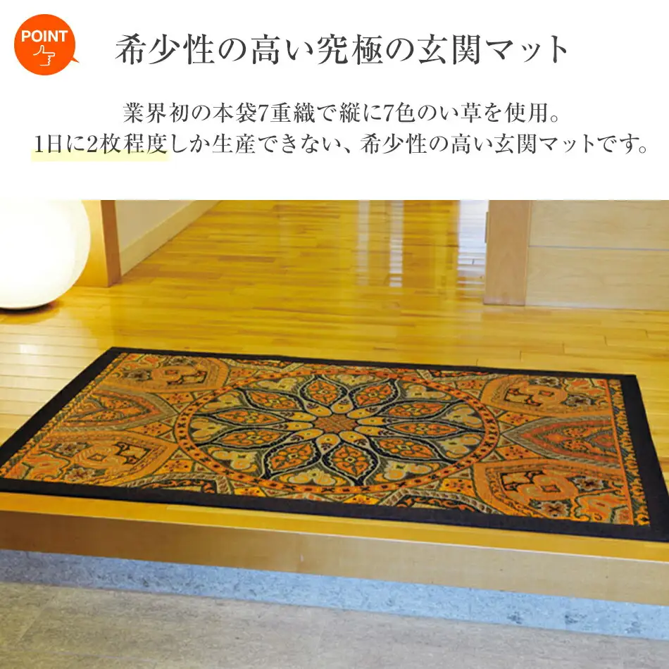 い草玄関マット「万華鏡」（95×150）（ブラウン）　AA177