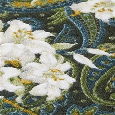 日本製 廊下カーペット 80cm×120cm 【ユリ柄】 滑り止め加工 (グリーン)【1264353】