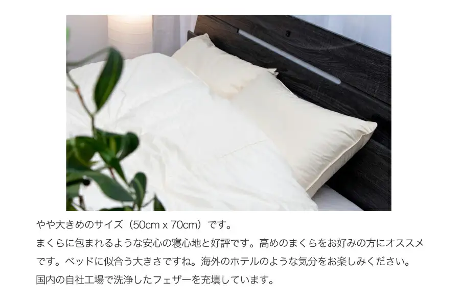 【河田フェザー使用】 ちょっと大きめ ラグジュアリー 羽根まくら （GP-1） ECOダウン フェザー 高級 まくら マクラ 枕 寝具 寝心地 品質 高級 ホテル 日本製 河田フェザー 羽毛 睡眠 清潔 AD1