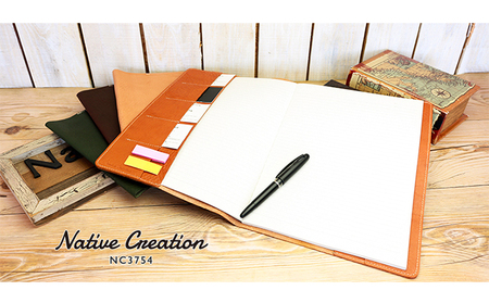Native Creation A4 ノートカバー NC3754 栃木レザー【納期1～3カ月】 雑貨 日用品 文房具 工芸品  DARK BROWN