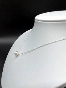 あこや本真珠(バロック真珠）8ミリ珠＆ミラーボールの「スルーペンダント」(ホワイトゴールド)【R00710】