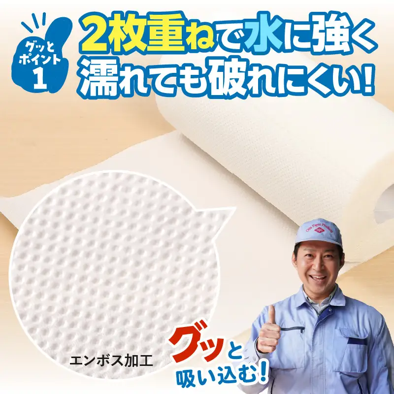 キッチンペーパー グッと吸い込むキッチンタオル100カット（4ロール×12パック） R14030