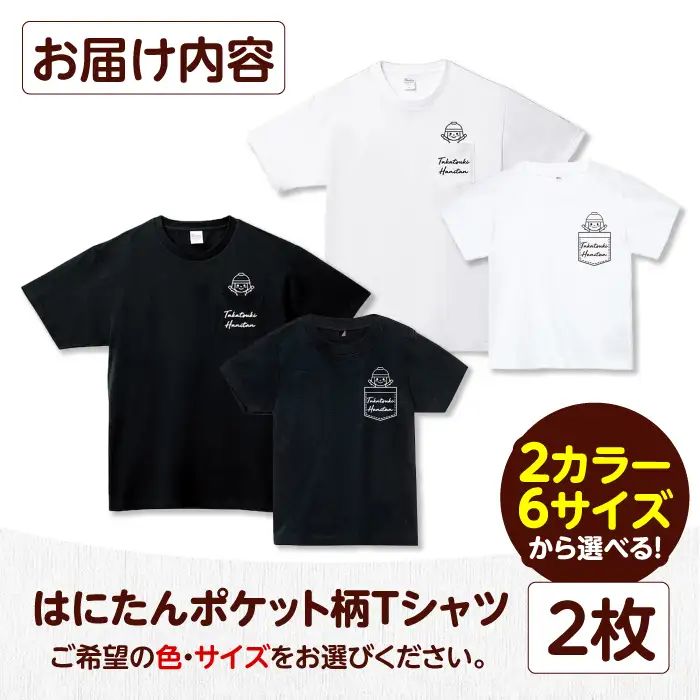 「はにたん」ポケット柄Tシャツ2枚セット[AOBN002] ご当地 デザイン Tシャツ