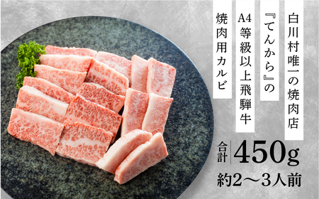 飛騨牛 カルビ 焼肉用 450g A4 A5 等級 てんから 焼肉用 [S174]