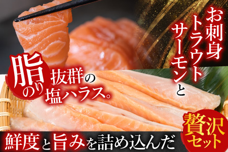 お刺身トラウトサーモン1.5kg＆塩サーモンハラス1.1kg B-09027