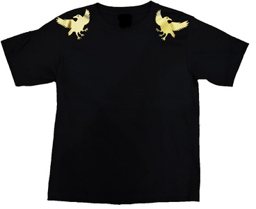 熊野古道　導きのカラス ゴールドＴシャツ　黒（XLサイズ）【mrm0120-4】