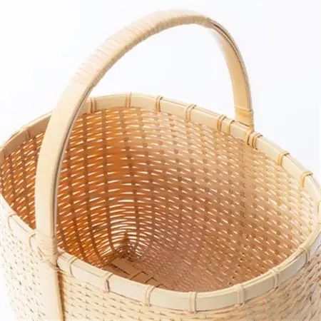 竹細工　買い物篭白手付(2260227)_竹細工  日本製  伝統工芸品  竹工芸  ハンドメイド  伝統工芸  竹かご  バスケット_【1119666】