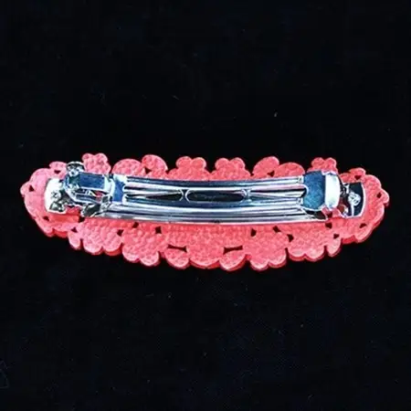 つげ細工 バレッタ(桜/拭き漆仕上げ) 約11cm×3.5cm_装飾品・工芸品  アクセサリー _【1116509】