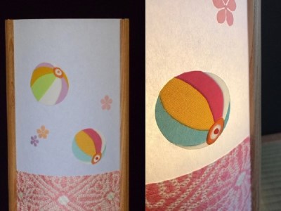 着物生地で作ったおしゃれな行灯（あんどん） カラフルな紙風船