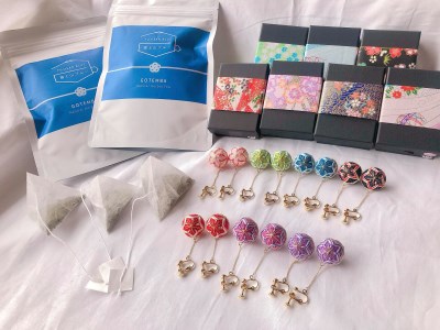 【イヤリング】御殿場支え愛セット　ーブルーティー2袋・桜彩SAYAてまりー