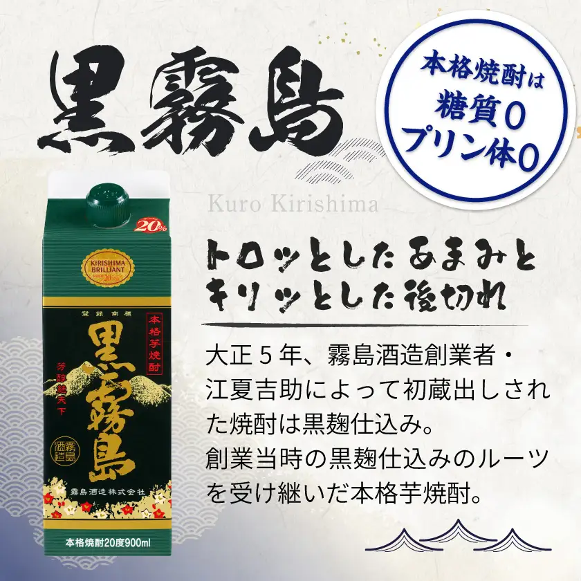 【霧島酒造】黒霧島パック(20度)900ml×3本 ≪みやこんじょ特急便≫〔11-0702_99〕_(都城市) 5合パック 霧島酒造 黒霧島 20度 900ml×3本 お湯割り/水割り/ロック/ストレート 霧島裂罅水 本格芋焼酎 定番焼酎
