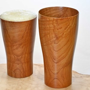 木製欅帯杢ビールタンブラー