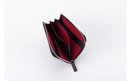 LUEGO 山形牛革 L字ミニ財布 ブラック×レッド 入学祝い 卒業祝い 就職祝い 退職祝い 贈り物 贈答 ギフト 人気 誕生日 プレゼント 母の日 父の日 山形県 新庄市 F3S-1163