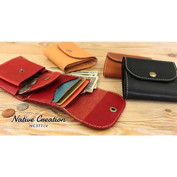 コンパクト財布 栃木レザー 本革 NC3771V コンパクト財布【全7色 納期1～3カ月】 CAMEL