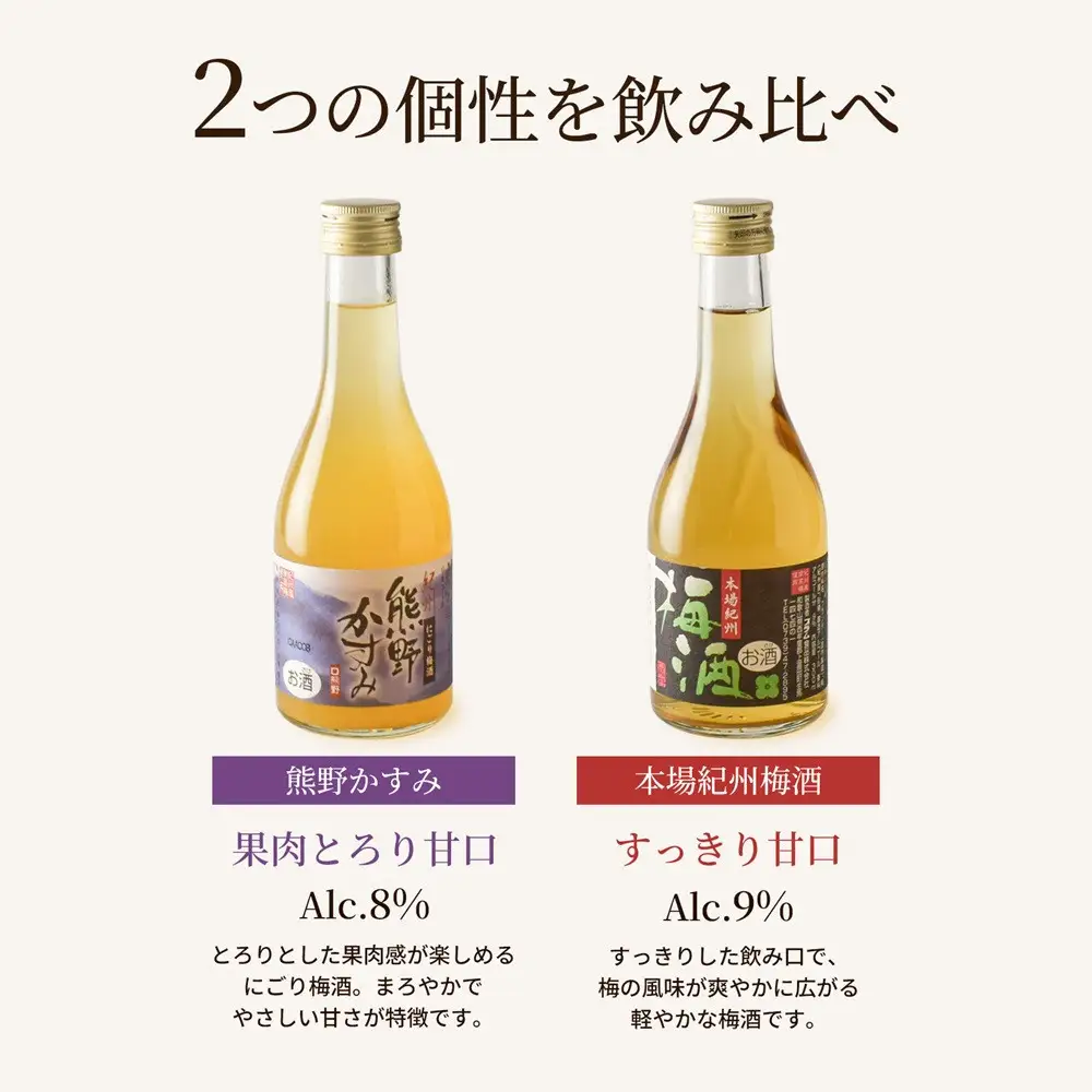 紀州の梅酒 にごり梅酒 熊野かすみと本場紀州 梅酒 ミニボトル300ml