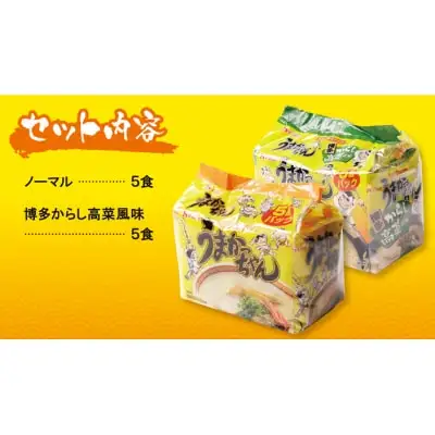 Z55-06 うまかっちゃん 博多からし高菜・豚骨ラーメン食べ比べセット(5食×2) ラーメン