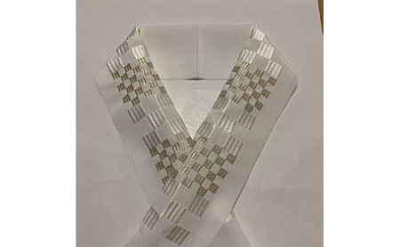 半衿　市松柄　シルバー　刺繍 和装 民芸品 工芸品 伝統技術 篠原縫製