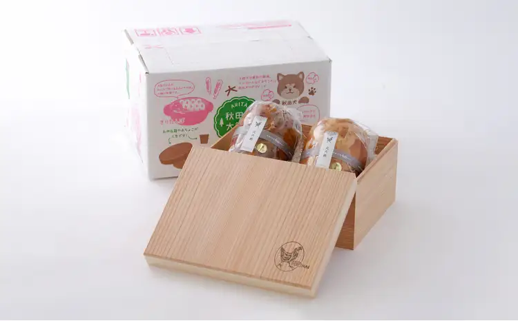 比内地鶏無添加ブロックハム500g2本セット(杉箱入り)【あきた六次会】