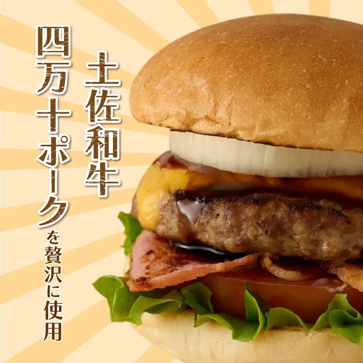土佐和牛＆四万十ポーク合い挽きハンバーガーセット【７人前】