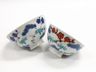 【伊万里焼】松竹梅柄 茶碗 湯呑 セット 032-H708