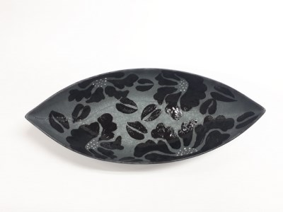【伊万里焼】パスタ皿 カレー皿 絞り花船形鉢 032-H709