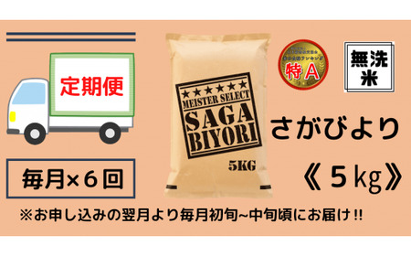 令和7年産 【定期便】《無洗米》さがびより ５kg×６回　999-B1054