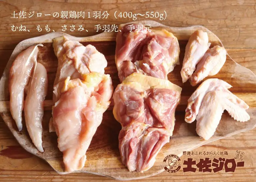 土佐ジロー親鶏肉1羽分まるまるパック×3パック＋鶏ガラ3羽分×1パック 高知県特産鶏
