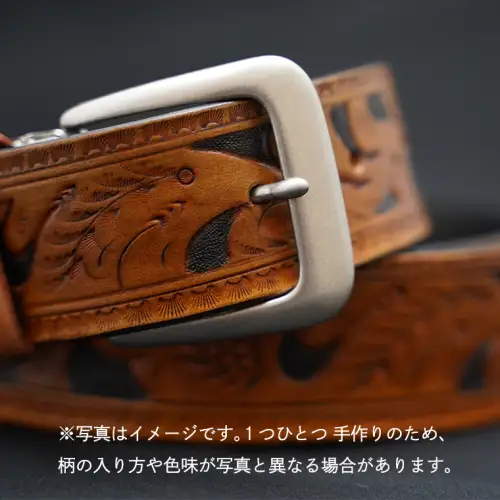 牛革ベルト（アンティーク・茶染め）【太さ40mm / 厚さ3.7mm / M(110cm)】　牛革 父の日 手作り ベルト 革製品 [BE001ya-M]