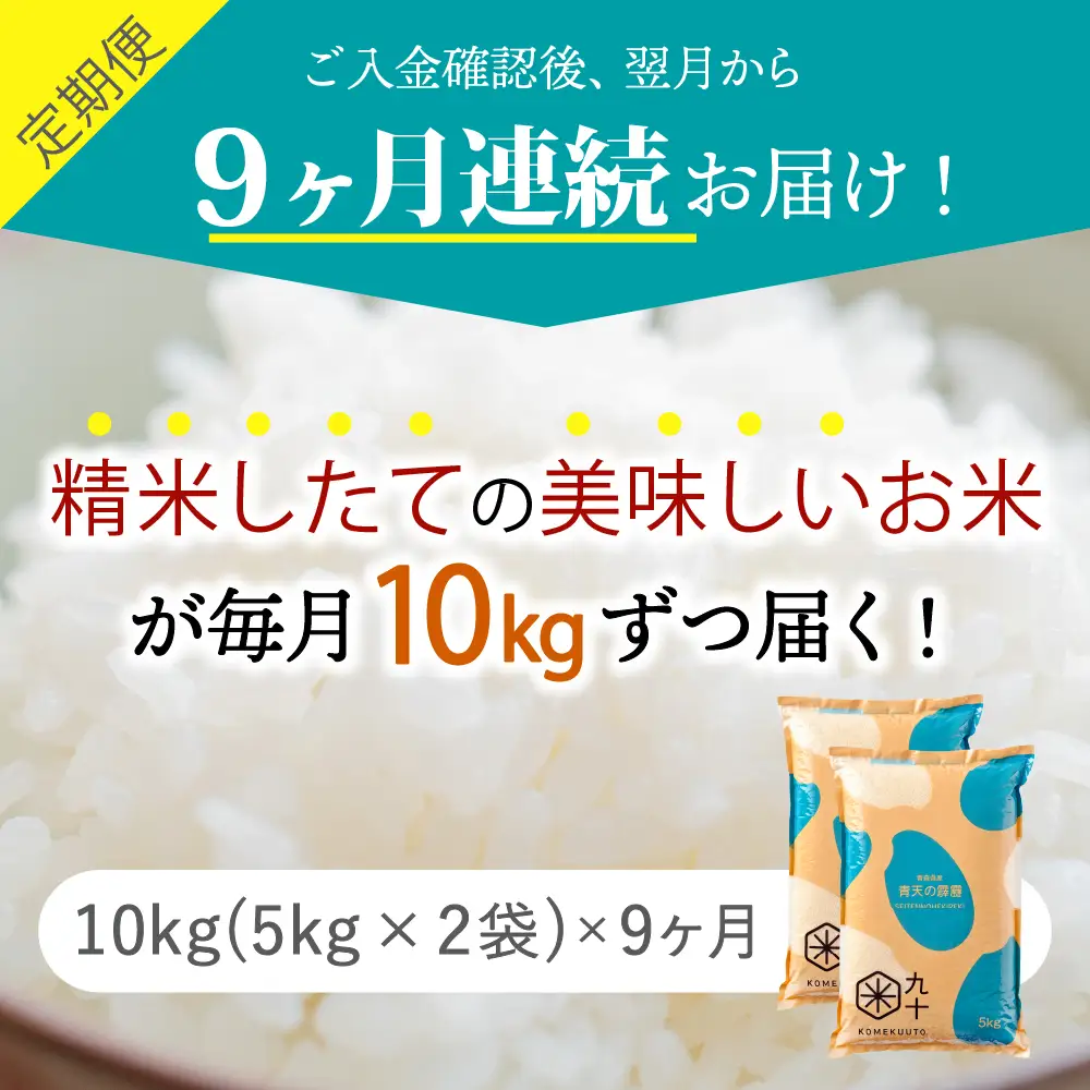 青天の霹靂　10kg【定期便9ヶ月】令和7年産米_精米_青森県産【特A_8年連続取得】晴天の霹靂_五所川原市_PEBORA