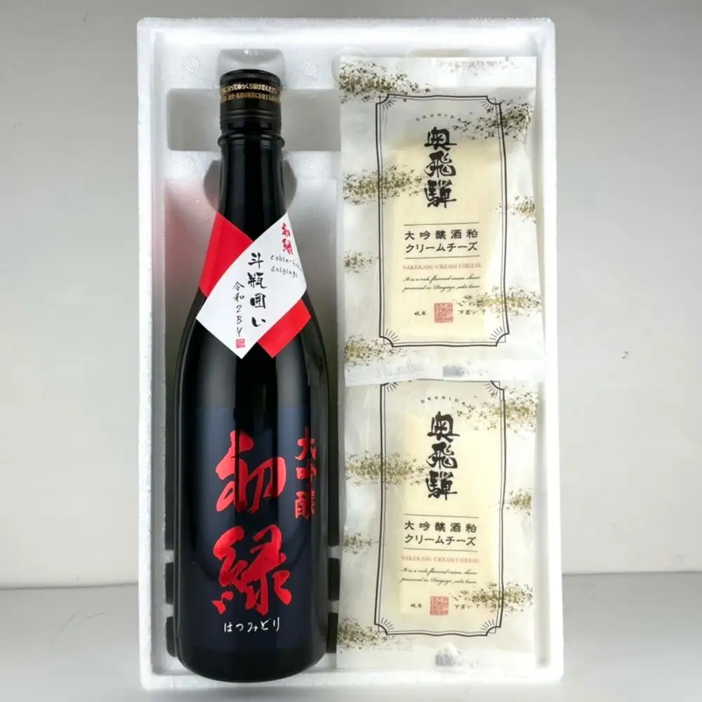 初緑大吟醸（720ml） 奥飛騨酒粕クリームチーズ（75g×2個）セット 【16-24】
