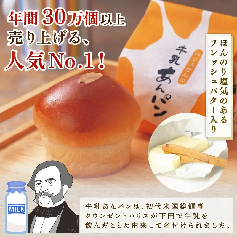 【平井製菓】“大人気”ハリスさんの牛乳あんぱん6個入り あんぱん