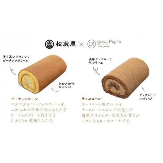 【牛久市産 落花生 使用】ピーナッツロール ・ チョコロール 2種詰合せ
