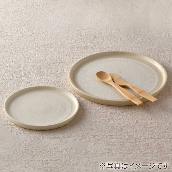【波佐見焼】白刷毛飛び鉋 プレート M・L 2枚セット 食器 取り皿 陶器【利左エ門窯】 [QB43]  波佐見焼