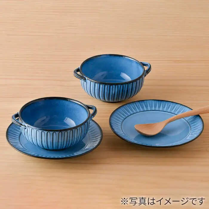 【波佐見焼】蒼鎬 スープカップ・ソーサー ペア スープマグ 取り皿 食器 食器 皿 【利左エ門窯】 [QB47]  波佐見焼