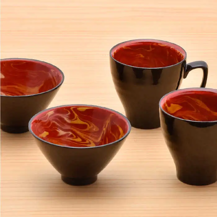 【波佐見焼】レッドマーブル マグカップ2個 飯碗2個セット 茶碗 丼 スープマグ  食器 皿 【舘山堂】 [RC23] 波佐見焼