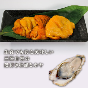 牡蠣 5個 ほや 180g×2袋 セット 殻付き牡蠣 生食用  冷凍 産地直送  ほや ホヤ Hoya 串焼き フライ ごはん 夕飯 おかず おつまみ 晩酌 米 丼 魚介類 魚貝類 海鮮 三陸産 国産 岩手県 大船渡市