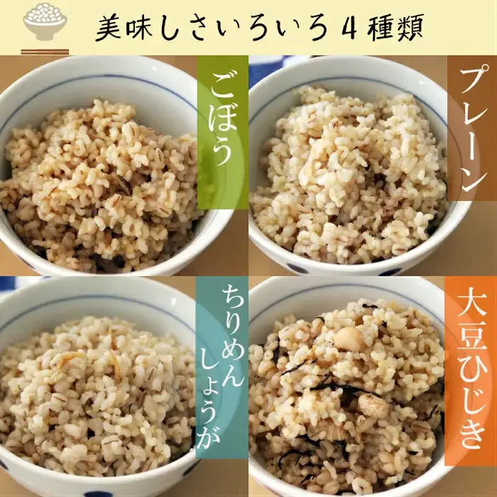 GABA玄米もち麦ごはん4種セット（12パック）【玄米 GABA玄米 GABAライス もち麦 ごはん ライス 麦 大麦 雑穀 お米 こめセット 備蓄 非常食 スーパー食材 鳥取県 日吉津村】